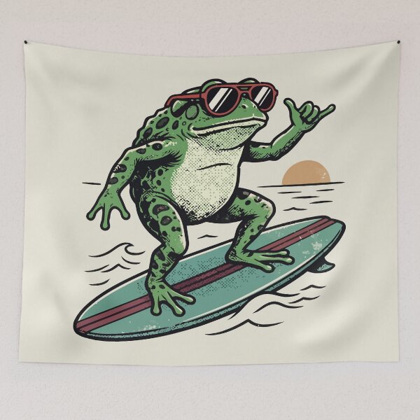 Item preview, Surfing Frog Retro Sunset Surfboard Sunglasses Shaka designed and sold by Amir Faysal.