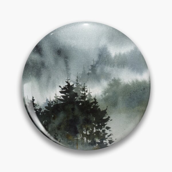 Item preview, Misty Blue Forest Mountain Landscape Watercolor designed and sold by Por564.