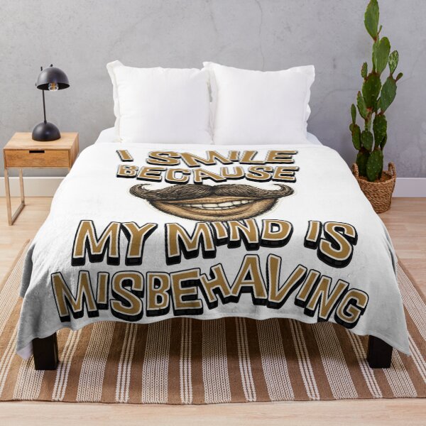 Item preview, I Smile Because My Mind Is Misbehaving – Funny Mustache Humor Design designed and sold by SoulThread Studio.