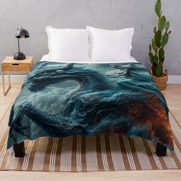 Item preview, Dark Fantasy Dragon Rider – Sea Witch Riding an Ancient Storm Dragon designed and sold by DrakariArt.