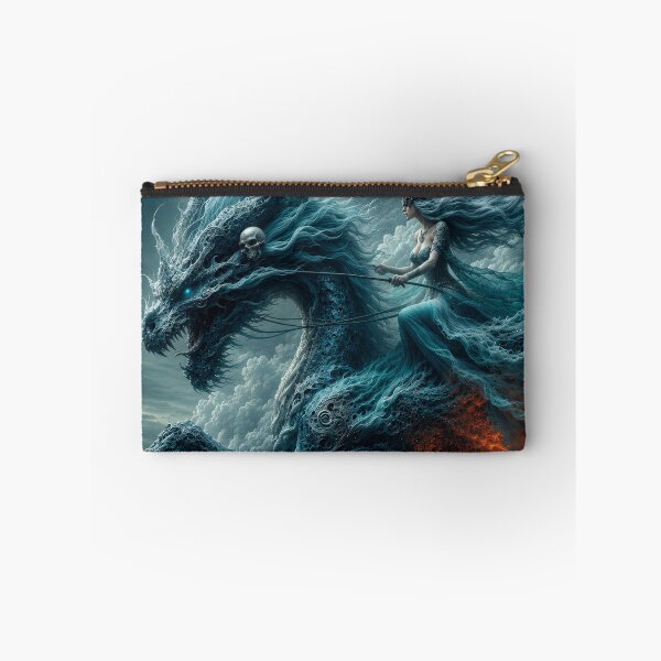 Item preview, Dark Fantasy Dragon Rider – Sea Witch Riding an Ancient Storm Dragon designed and sold by DrakariArt.