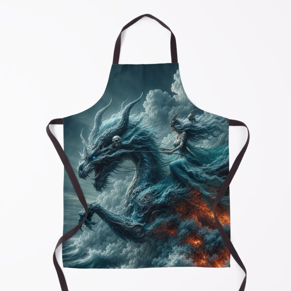 Item preview, Dark Fantasy Dragon Rider – Sea Witch Riding an Ancient Storm Dragon designed and sold by DrakariArt.