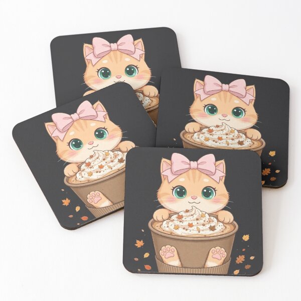 Item preview, Cute Fall Pumpkin Spice Latte Cat Autumn Cozy Coffee designed and sold by Moody Vibes Studio.