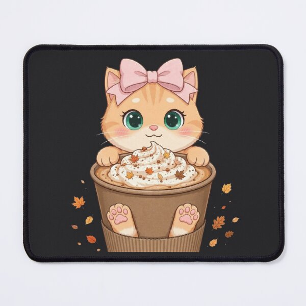 Item preview, Cute Fall Pumpkin Spice Latte Cat Autumn Cozy Coffee designed and sold by Moody Vibes Studio.