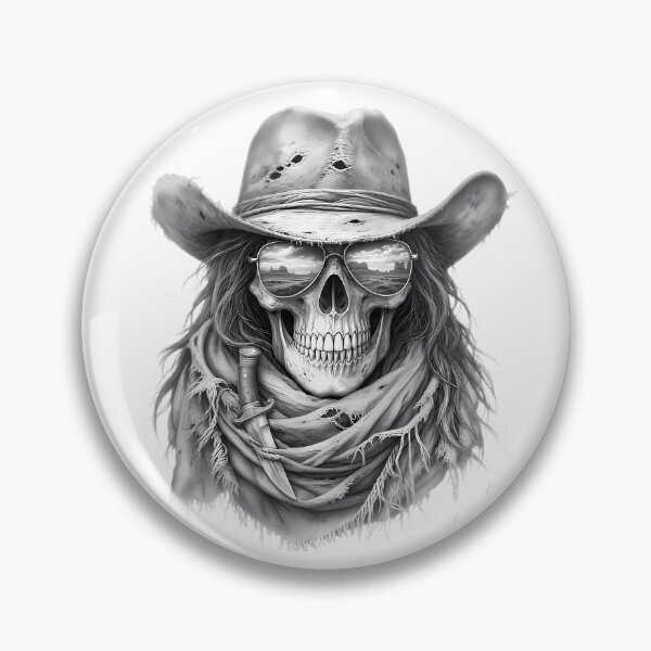 Item preview, Cowboy Skull with Sunglasses, Dagger, and Bandana designed and sold by Linework Studio.