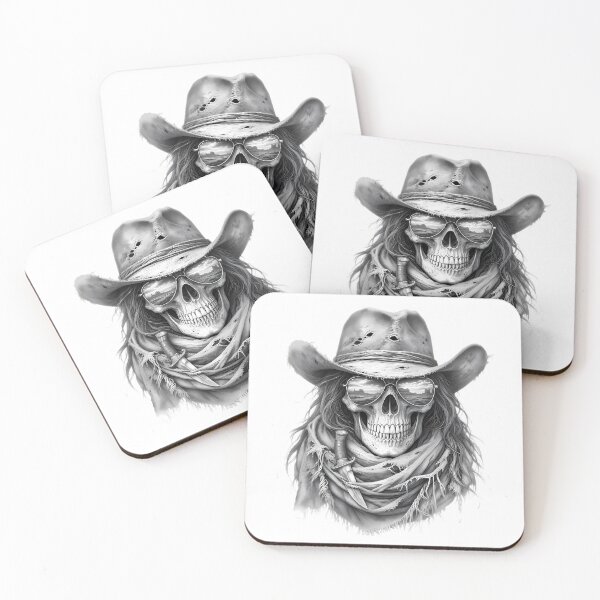 Item preview, Cowboy Skull with Sunglasses, Dagger, and Bandana designed and sold by Linework Studio.