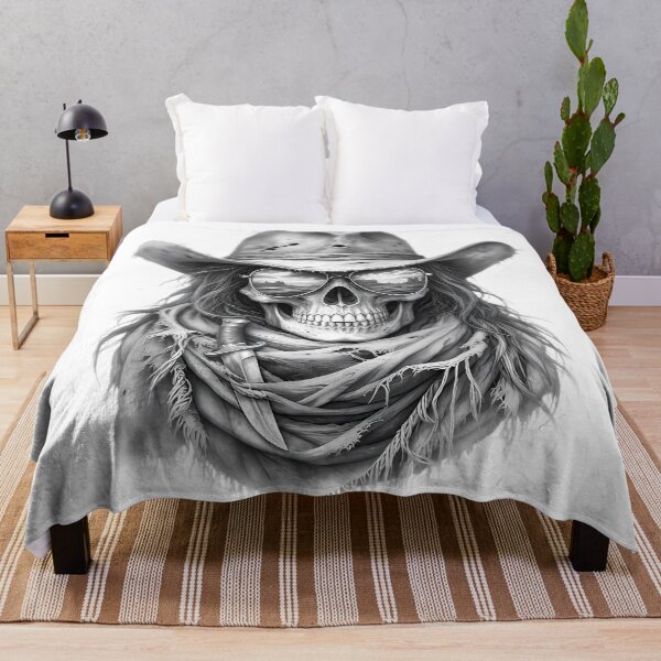 Item preview, Cowboy Skull with Sunglasses, Dagger, and Bandana designed and sold by Linework Studio.