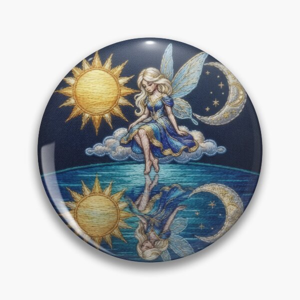 Item preview,  fairy design, a celestial sun and moon, and their reflection designed and sold by Azurart2.