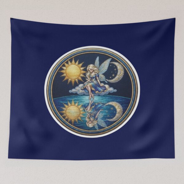 Item preview,  fairy design, a celestial sun and moon, and their reflection designed and sold by Azurart2.
