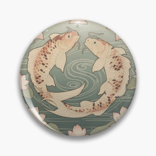 Item preview, Art Nouveau Koi Circling Among Lotus Gold Print designed and sold by PictorialWhimsy.