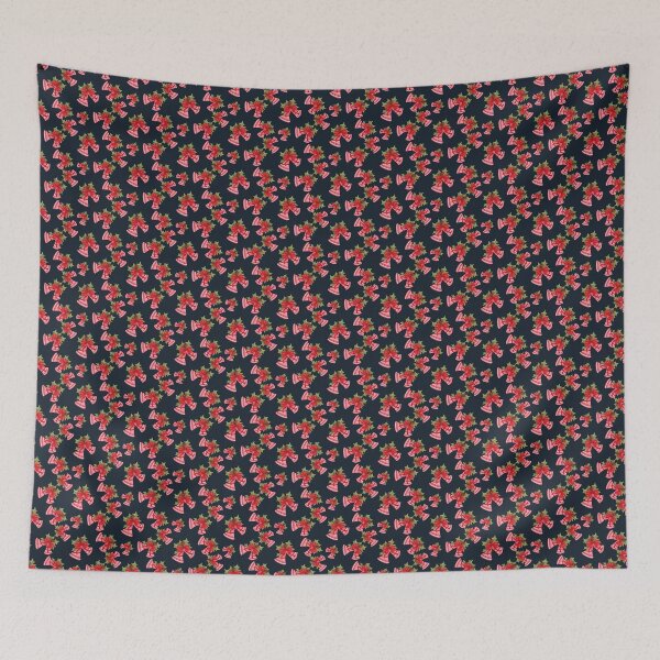 Item preview, Christmas Bells with Red Bow and Berries Dark Blue designed and sold by JasmineGDesigns.