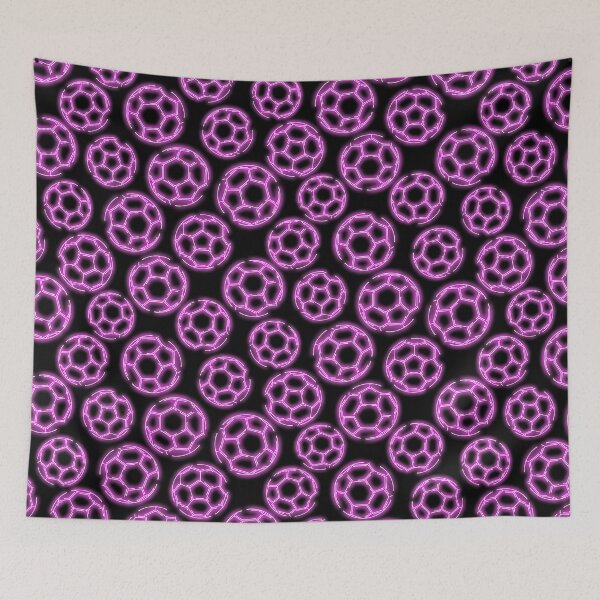 Item preview, Purple neon glow line art sketch soccerballs designed and sold by katzdzynes.