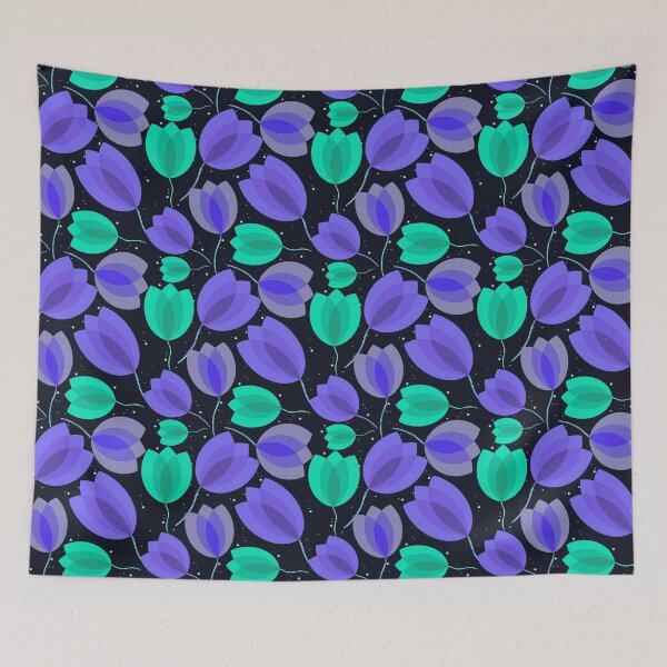 Item preview, Celestial Retro Neon Tulip Floral Pattern designed and sold by chriswo-design.