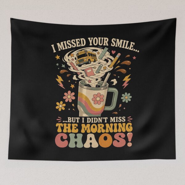 Item preview, Missed Your Smile,Funny Teacher Coffee Morning Chaos Retro Tumbler Design designed and sold by Crystal-Tree.