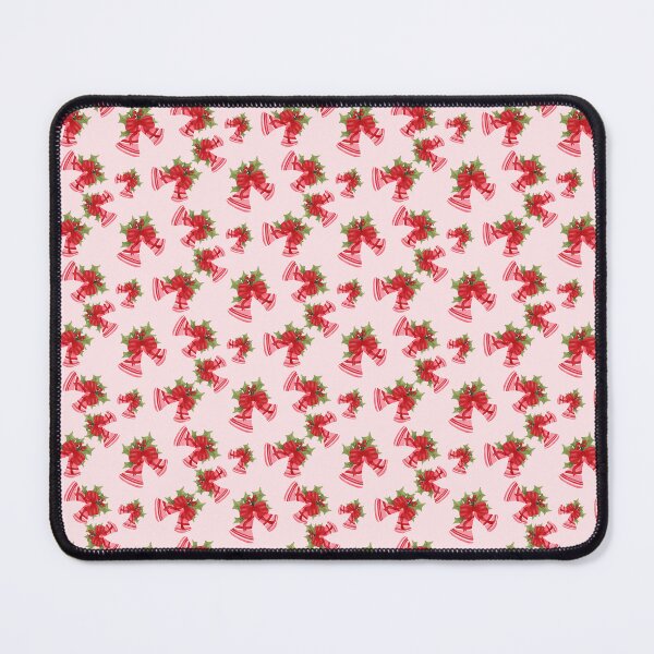 Item preview, Christmas Bells with Red Bow and Berries Light Pink designed and sold by JasmineGDesigns.