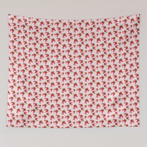 Item preview, Christmas Bells with Red Bow and Berries Light Pink designed and sold by JasmineGDesigns.