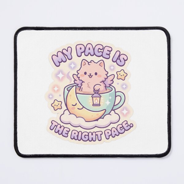 Item preview, My Pace Is The Right Pace Cute Pastel Wings Cat Teacup Quote designed and sold by Aedition.