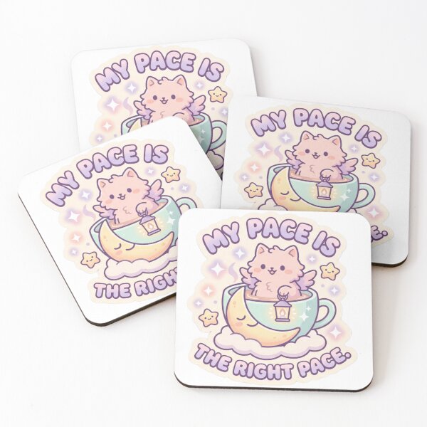 Item preview, My Pace Is The Right Pace Cute Pastel Wings Cat Teacup Quote designed and sold by Aedition.