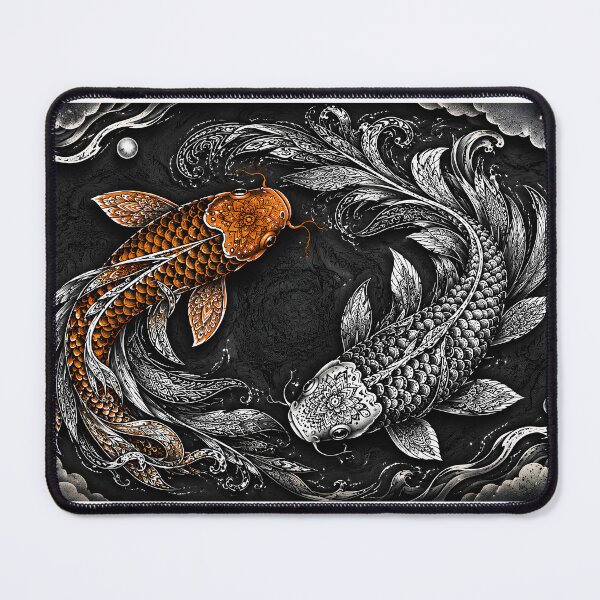 Item preview, Yin Yang Koi Fish Mandala | Ornamental Animal Mandala Art | Black and White Japanese Koi | Zen Sacred Geometry Wall Art designed and sold by suryabumblee.