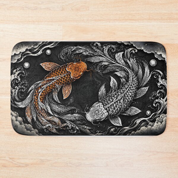 Item preview, Yin Yang Koi Fish Mandala | Ornamental Animal Mandala Art | Black and White Japanese Koi | Zen Sacred Geometry Wall Art designed and sold by suryabumblee.