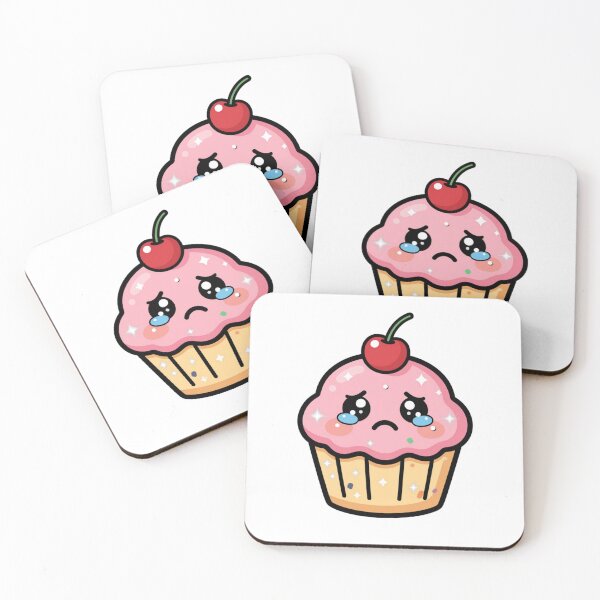 Item preview, Cute Sad Kawaii Cupcake Cartoon | Adorable Cupcake Sticker & Gift Design designed and sold by Rood Art Studio.