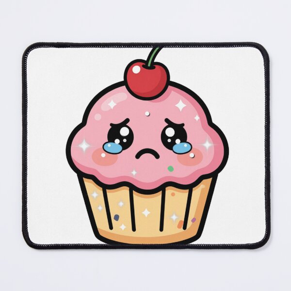 Item preview, Cute Sad Kawaii Cupcake Cartoon | Adorable Cupcake Sticker & Gift Design designed and sold by Rood Art Studio.