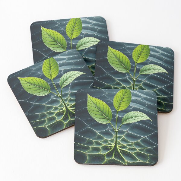 Item preview, Young plant grows through spider web designed and sold by Mianku | Für das Leben.