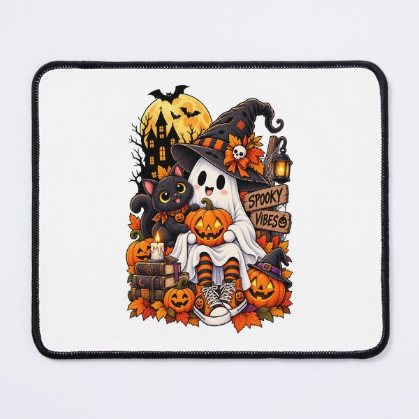 Item preview, Ghost Witch Black Cat Pumpkin Spooky Vibes designed and sold by afr-saad.