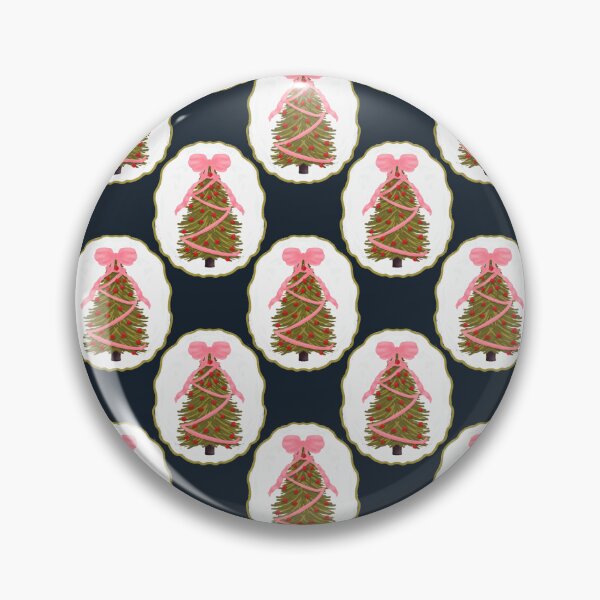 Item preview, Framed Christmas Tree with Large Pink Bow and Red Ornaments Deep Blue designed and sold by JasmineGDesigns.