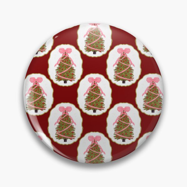 Item preview, Framed Christmas Tree with Large Pink Bow and Red Ornaments Deep Red designed and sold by JasmineGDesigns.