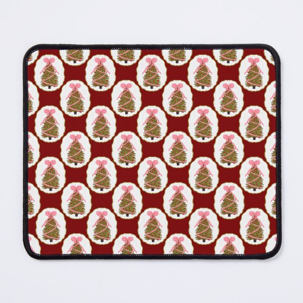 Item preview, Framed Christmas Tree with Large Pink Bow and Red Ornaments Deep Red designed and sold by JasmineGDesigns.