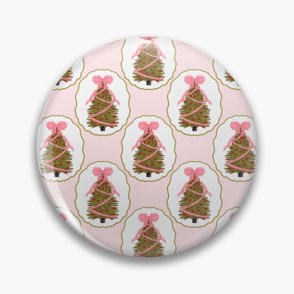 Item preview, Framed Christmas Tree with Large Pink Bow and Red Ornaments Light Pink designed and sold by JasmineGDesigns.