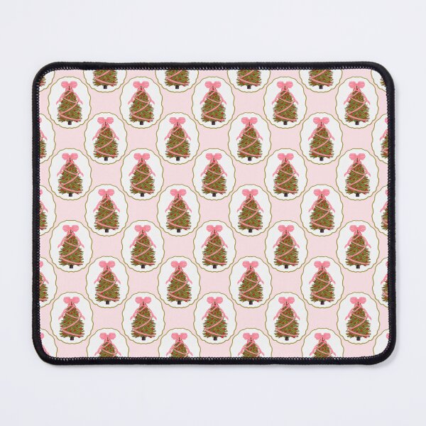 Item preview, Framed Christmas Tree with Large Pink Bow and Red Ornaments Light Pink designed and sold by JasmineGDesigns.