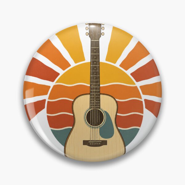 Item preview, Retro 70s Sunset Acoustic Guitar for Campfire Nights designed and sold by eignvalue.