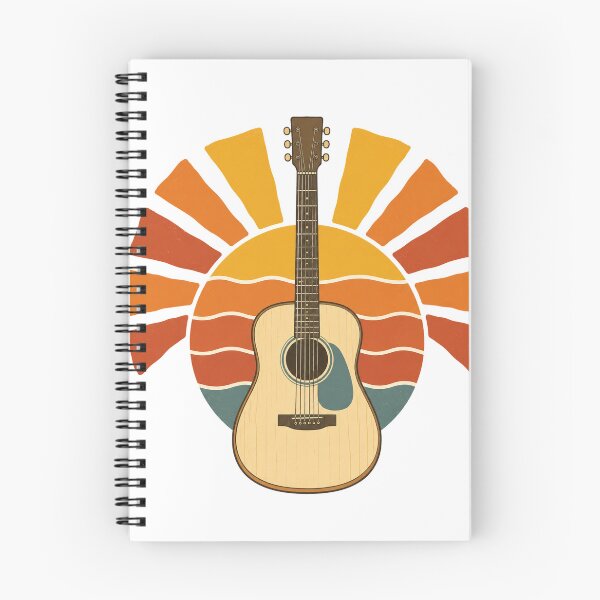 Item preview, Retro 70s Sunset Acoustic Guitar for Campfire Nights designed and sold by eignvalue.