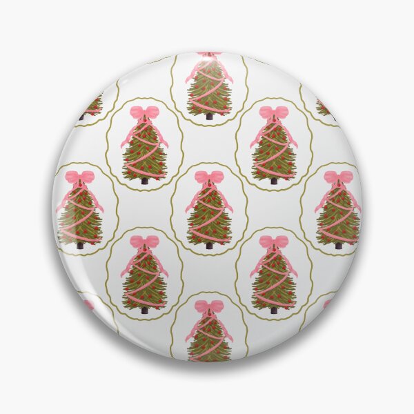 Item preview, Framed Christmas Tree with Large Pink Bow and Red Ornaments Off White designed and sold by JasmineGDesigns.