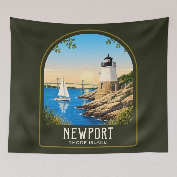 Item preview, Newport Vintage Travel Illustration designed and sold by HomeLivingCo.