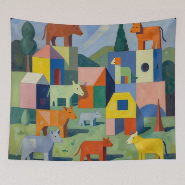 Item preview, Geometric Animal Farm Art designed and sold by TheMadTeaParty.