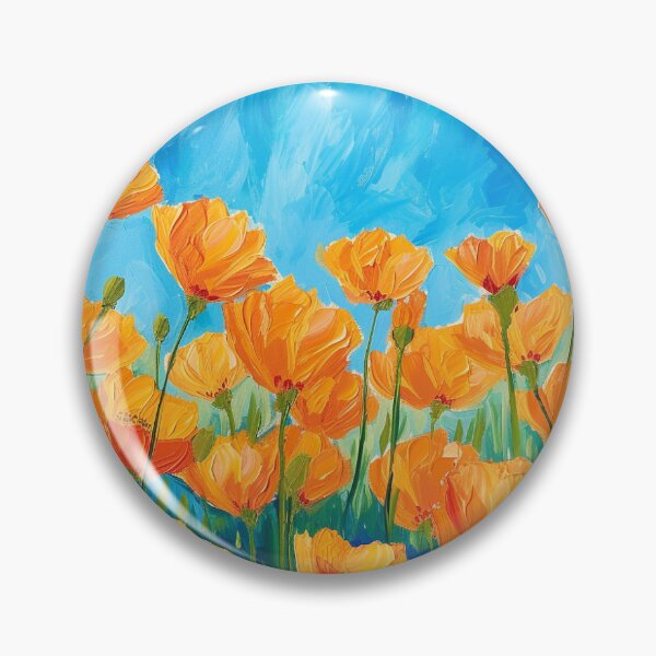 Item preview, Vibrant Orange Poppies - Impasto Floral Painting designed and sold by PiotroInk.