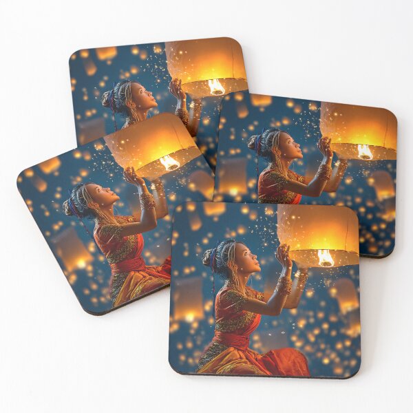 Item preview, Beautiful woman releasing a sky lantern at night designed and sold by Artessie.