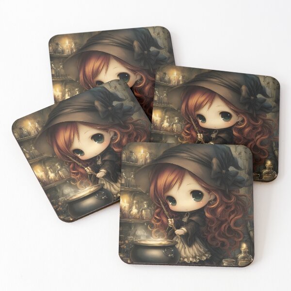 Item preview, Potion Witch | Witch Brewing Magic | Gothic Halloween Storybook Art designed and sold by InkAndGloom.