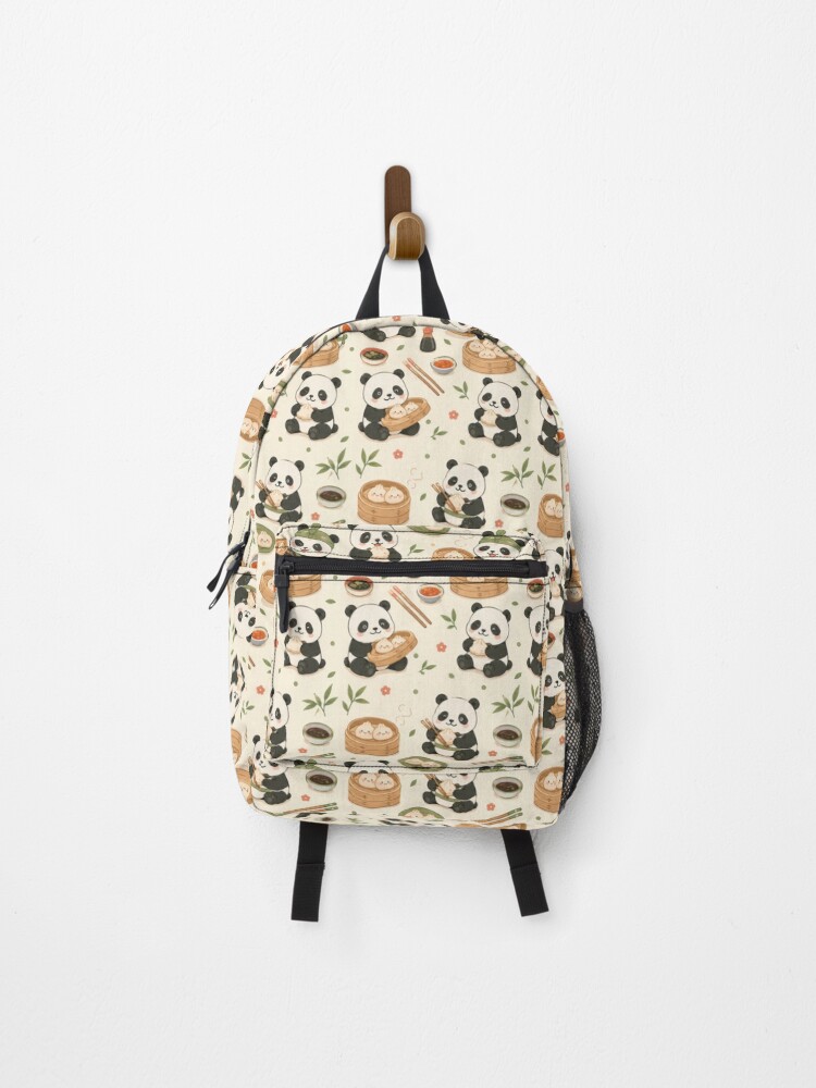 Thumbnail 1 of 3, Backpack, Panda Dumpling Kitchen Pattern designed and sold by SoftBerryStudio.
