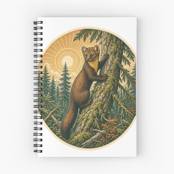 Item preview, Pine Marten in the Spruce Forest Wild Animal Retro Nature Art designed and sold by VisualArtsOasis.