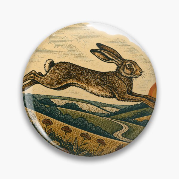 Item preview, Brown Hare in the Rolling Meadow Wild Animal Retro Nature Art designed and sold by VisualArtsOasis.