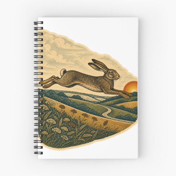 Item preview, Brown Hare in the Rolling Meadow Wild Animal Retro Nature Art designed and sold by VisualArtsOasis.