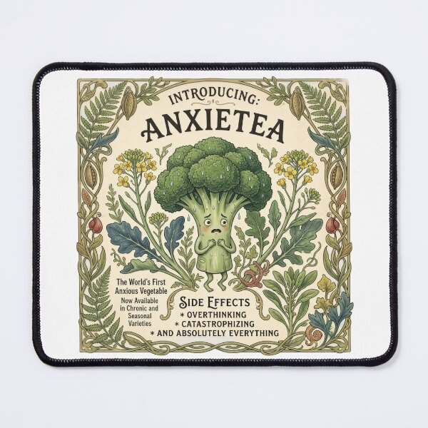 Item preview, Anxious Vegetable Vintage Ad Funny Mental Health Humor designed and sold by LunaMarkos.