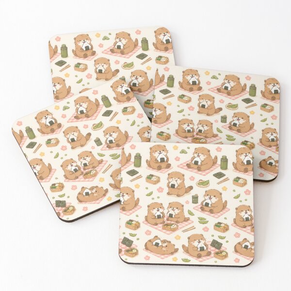 Item preview, Otter Onigiri Picnic Pattern designed and sold by Soft Berry Studio.