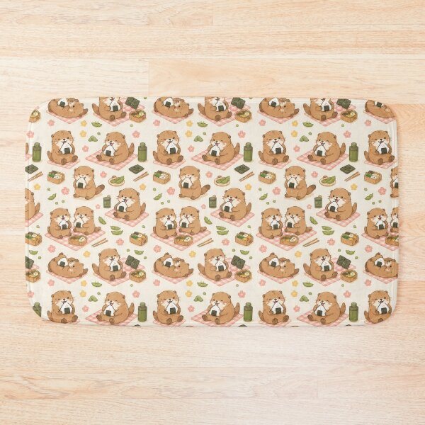 Item preview, Otter Onigiri Picnic Pattern designed and sold by Soft Berry Studio.