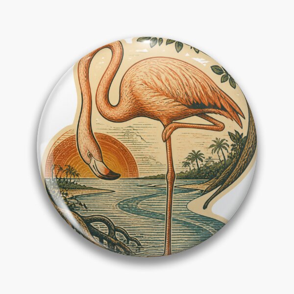 Item preview, Greater Flamingo in the Mangrove Lagoon Wild Animal Vintage Wildlife Print designed and sold by VisualArtsOasis.