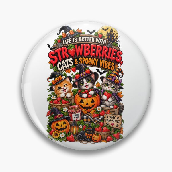 Item preview, Halloween Strawberry Cat  – Cute Witch Cats & Spooky Strawberry Lover Gift designed and sold by Ayden World.